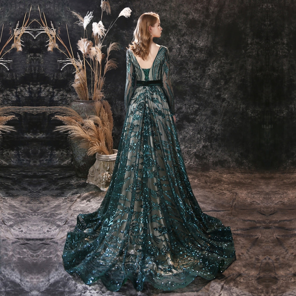 Vestido de Festa Elegante Longo Verde Escuro - (Pronta Entrega)
