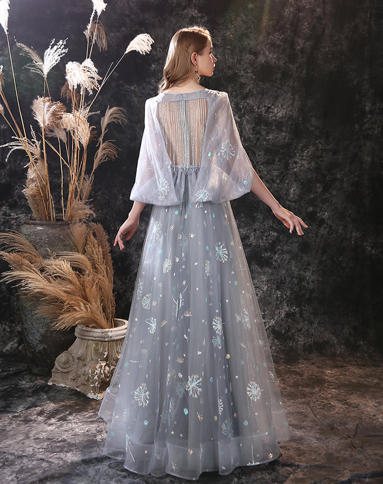 Vestido de Festa Longo Luxo com Detalhes Estrelas Bordadas - Modelo Especial