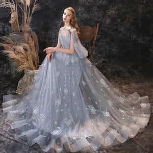 Vestido de Festa Longo Luxo com Detalhes Estrelas Bordadas - Modelo Especial