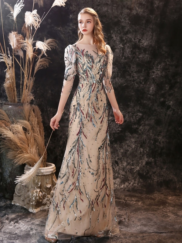 Vestido de Festa Luxo com Detalhes em Paetês Multicor (Pronta Entrega)