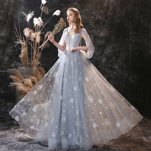 Vestido de Festa Longo Luxo com Detalhes Estrelas Bordadas - Modelo Especial