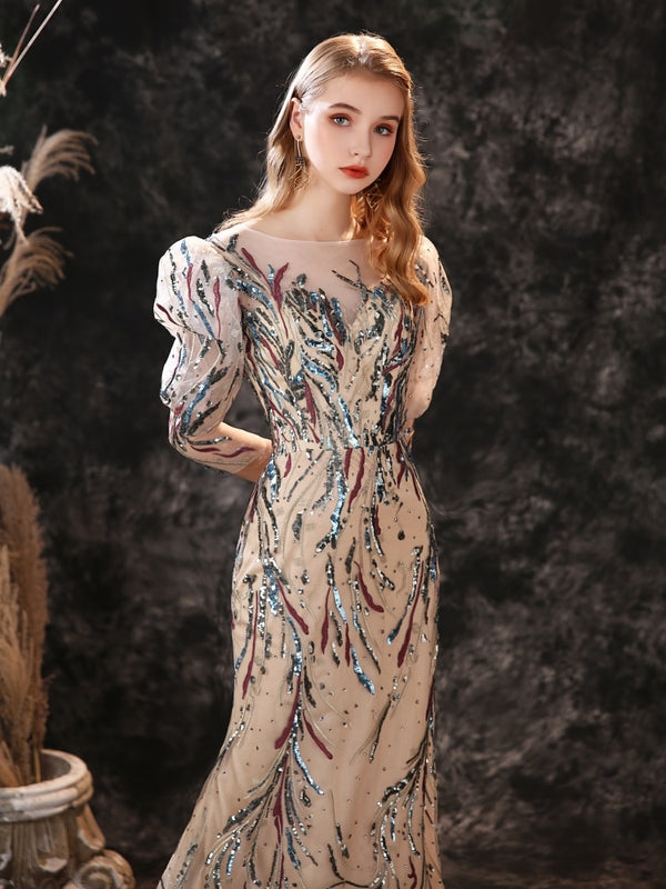 Vestido de Festa Luxo com Detalhes em Paetês Multicor (Pronta Entrega)
