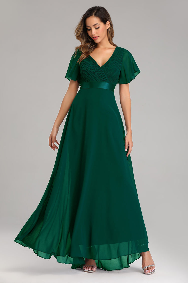 Vestido de Festa Longo com Faixa de Cetim Verde – Moncalieri