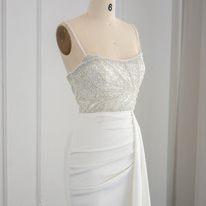 Vestido de Festa Longo Frisado em Cristais Branco - Modelo Especial