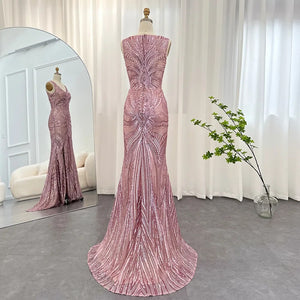Vestido de Festa Rosa Empoeirado Bordado - Modelo Especial