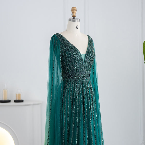 Vestido de Festa Longo Luxuoso com Maxi Manga - Modelo Especial