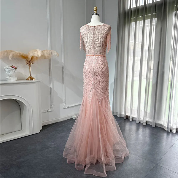 Vestido de Festa Longo Rosa Empoeirado Sereia - Modelo Especial