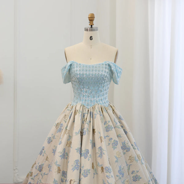 Vestido de Festa Longo Azul Serenity com Saia Volume - Modelo Especial