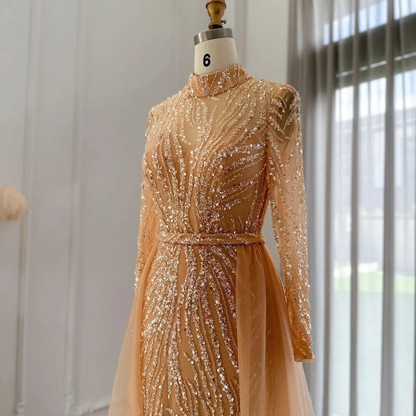Vestido de Festa Dourado Elegante Longo - Modelo Especial