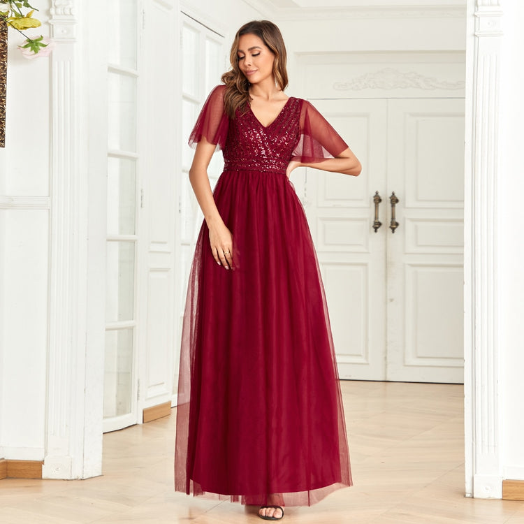 Vestido de Festa Marsala em Renda Clássico