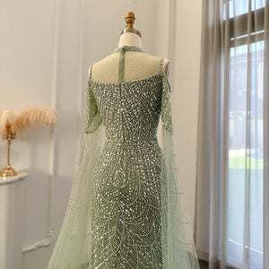 Vestido de Festa Longo com Manga em Renda Cristal - Modelo Especial