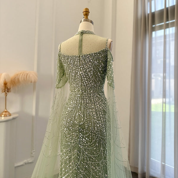 Vestido de Festa Longo com Manga em Renda Cristal - Modelo Especial