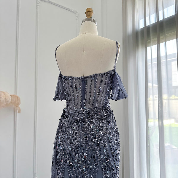 Vestido de Festa Longo Vernazza Cristais com Abertura Lateral - Modelo Especial