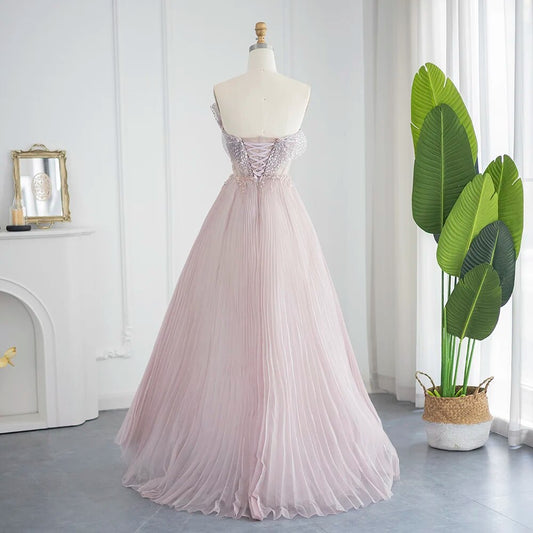 Vestido de Festa Pérola Flutuante Rosa - Modelo Especial