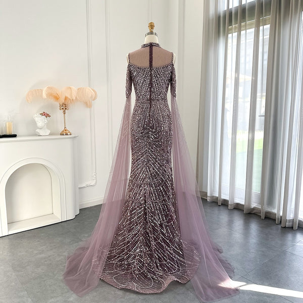 Vestido de Festa Longo com Manga em Renda Cristal - Modelo Especial