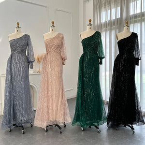 Vestido de Festa Elegante Um Ombro com Saia Volume - Modelo Especial