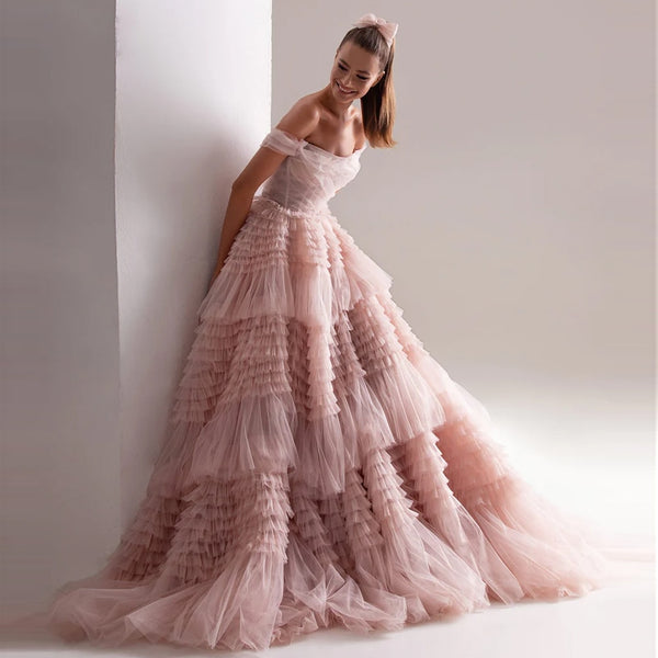 Vestido de Festa Longo com Saia em Volume Rosa Empoeirado Luxo - Modelo Especial