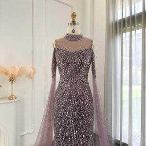 Vestido de Festa Longo com Manga em Renda Cristal - Modelo Especial