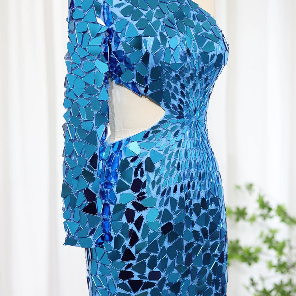 Vestido de Festa Midi Sereia Reflexos Royal - Modelo Especial