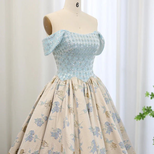 Vestido de Festa Longo Azul Serenity com Saia Volume - Modelo Especial