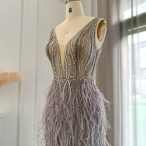 Vestido de Festa em V em Cristais Elegante - Modelo Especial