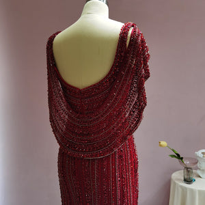 Vestido de Festa Luxo Clássico com Cravejado em Cristais com Manta - Modelo Especial