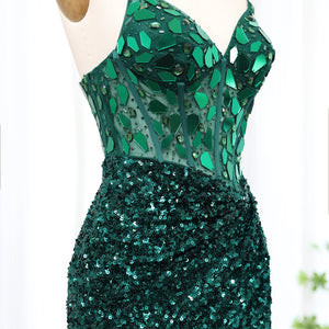 Vestido de Festa Midi com Brilho Verde e Alça - Modelo Especial