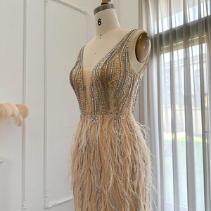 Vestido de Festa em V em Cristais Elegante - Modelo Especial