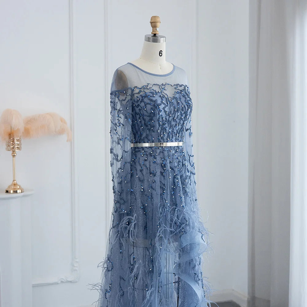 Vestido de Festa Longo Pandora em Renda e Cristal Azul Serenity - Mode –  Moncalieri