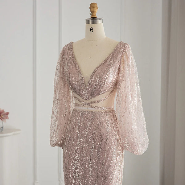 Vestido de Festa Longo Sereia com Detalhes e Faixa - Modelo Especial