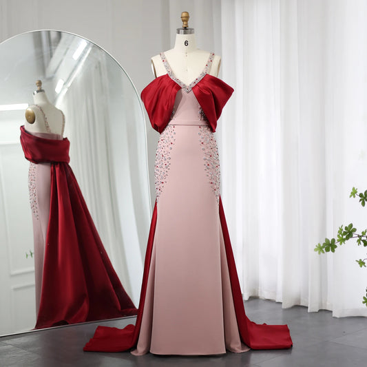 Vestido de Festa Longo com Manta Marsala Império - Modelo Especial