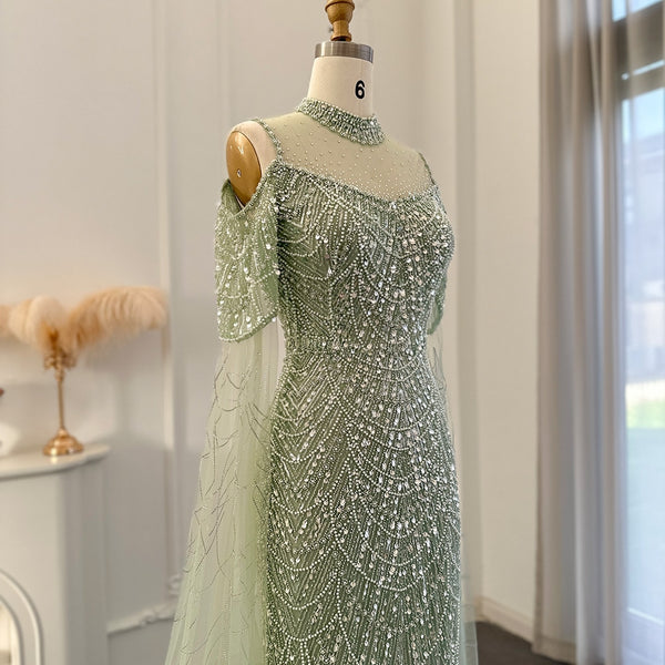Vestido de Festa Longo com Manga em Renda Cristal - Modelo Especial