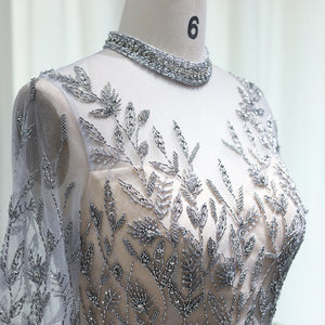 Vestido de Festa Luxo Clássico com Cristais em Padrão Folhagem - Modelo Especial