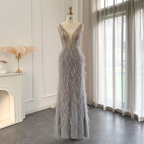 Vestido de Festa em V em Cristais Elegante - Modelo Especial