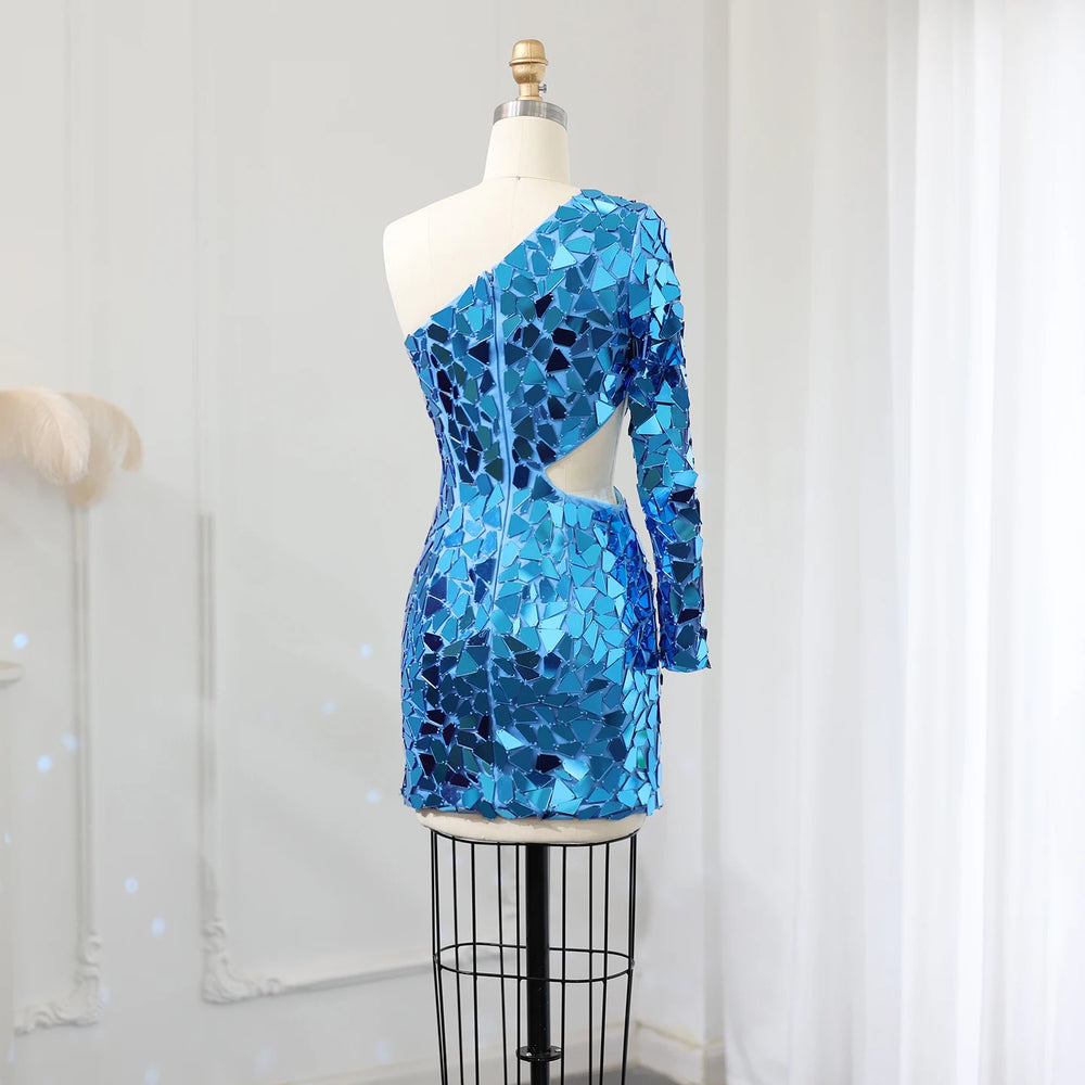 Vestido de Festa Midi Sereia Reflexos Royal - Modelo Especial