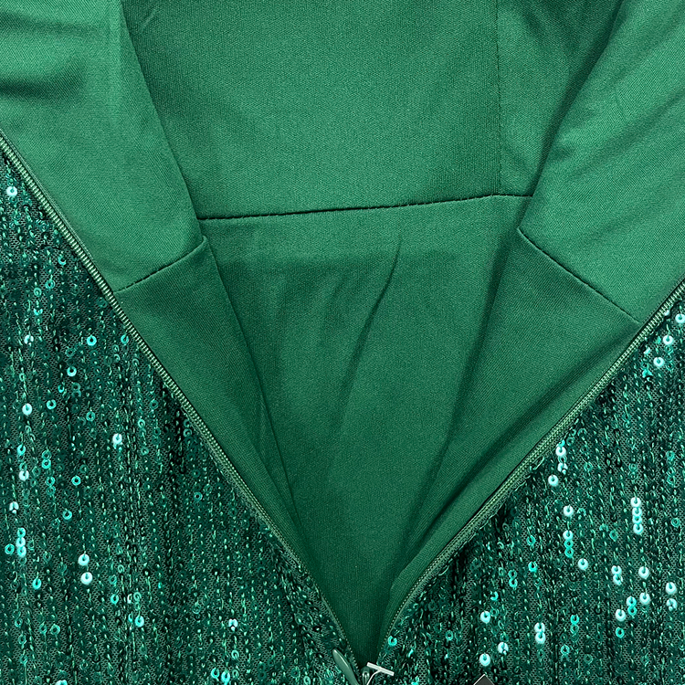 Vestido de Festa Longo Sereia com Detalhes Paetês Verde