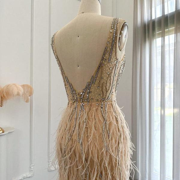 Vestido de Festa em V em Cristais Elegante - Modelo Especial