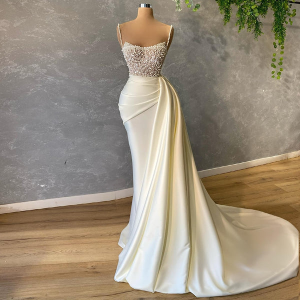 Vestido de Festa Longo Frisado em Cristais Branco - Modelo Especial