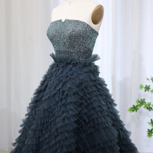 Vestido de Festa Longo com Saia Luxo Azul Marinho - Modelo Especial