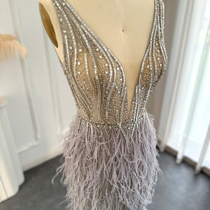 Vestido de Festa em V em Cristais Elegante - Modelo Especial
