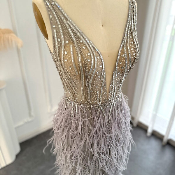 Vestido de Festa em V em Cristais Elegante - Modelo Especial