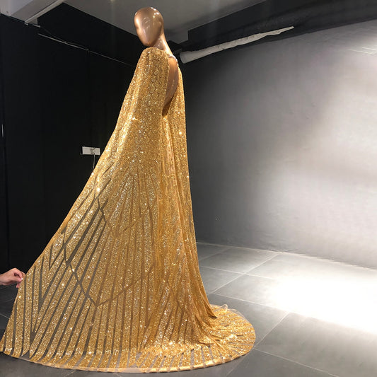 Vestido de Festa Luxuoso Deusa Isis em Dourado Exuberante - Modelo Especial