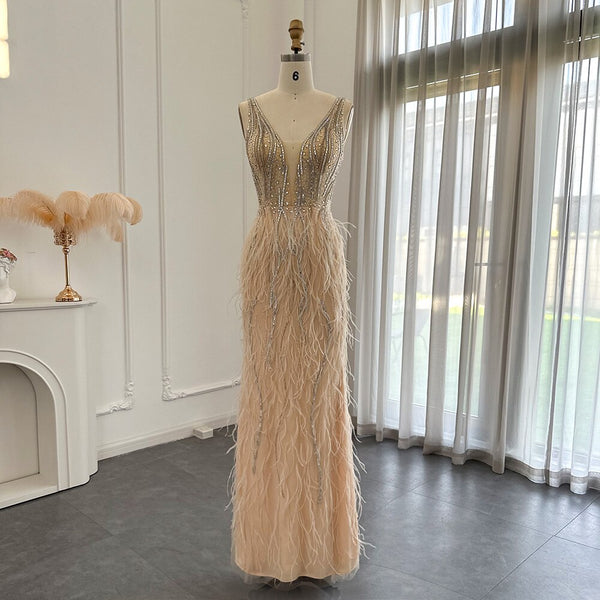 Vestido de Festa em V em Cristais Elegante - Modelo Especial