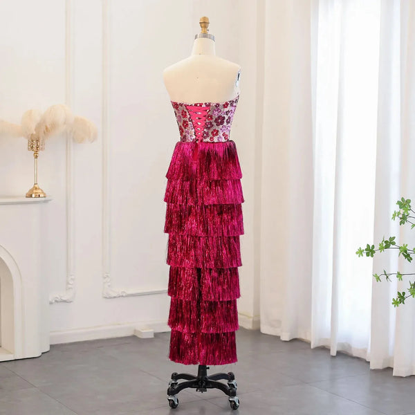 Vestido de Festa Longo Marsala em Camadas Luxo - Modelo Especial