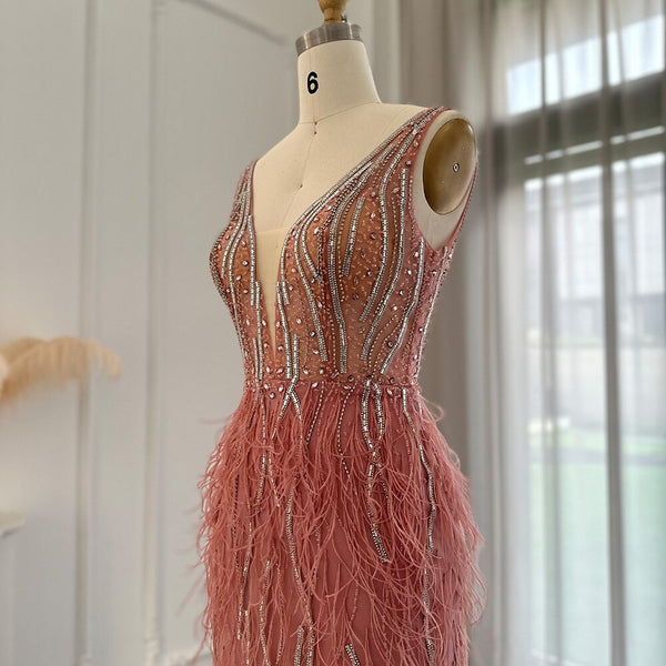 Vestido de Festa em V em Cristais Elegante - Modelo Especial