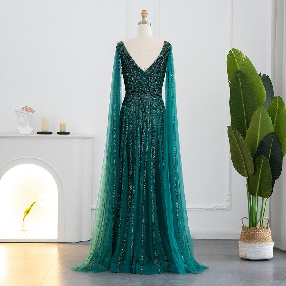 Vestido de Festa Longo Luxuoso com Maxi Manga - Modelo Especial