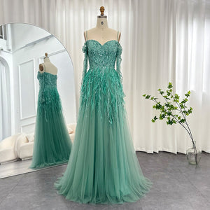 Vestido de Festa Luxo Clássico Detalhado com Plumas - Modelo Especial