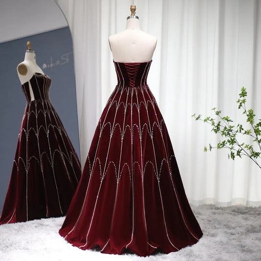 Vestido de Festa Marsala Longo Cristal e Renda - Modelo Especial