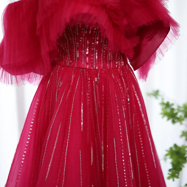 Vestido de Festa Longo Petala Delicado Vermelho - Modelo Especial