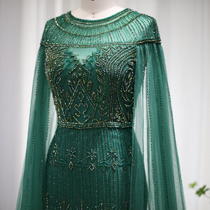 Vestido de Festa Longo com Manga Capa Árabe Luxo - Modelo Especial
